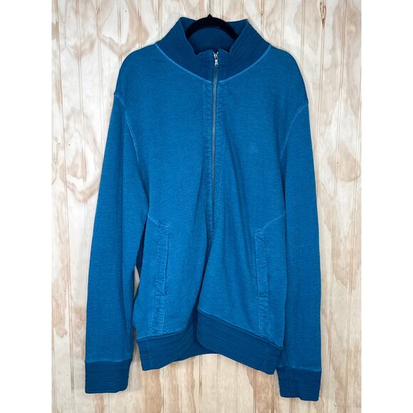 Fat Face Men Cotton Zipper Jacket XXL Teal Blue